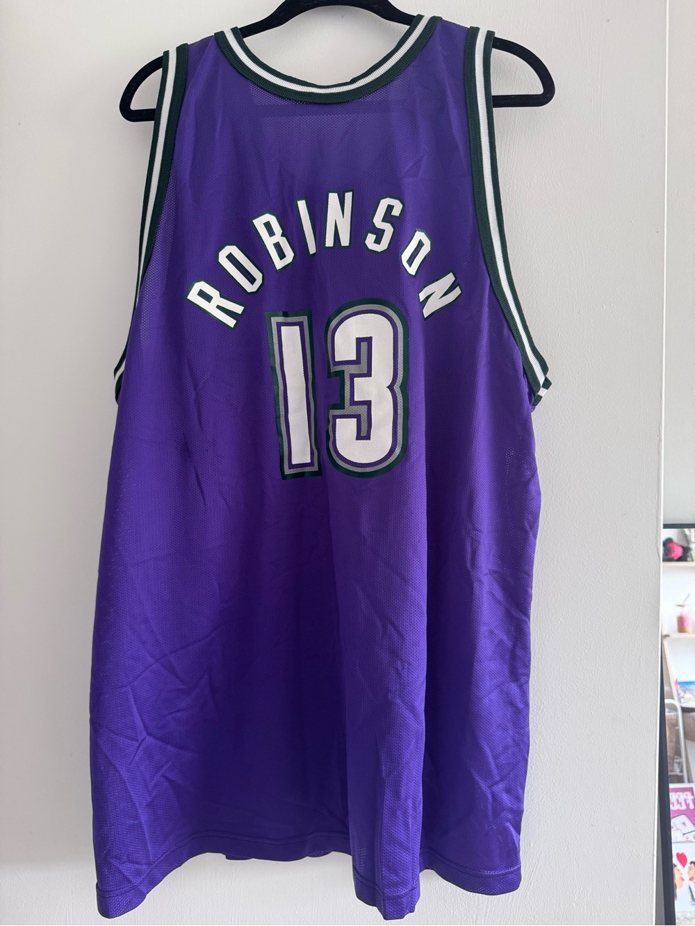 Bucks Champion Purple Mesh Basketball Jersey with Blue & Red Logo